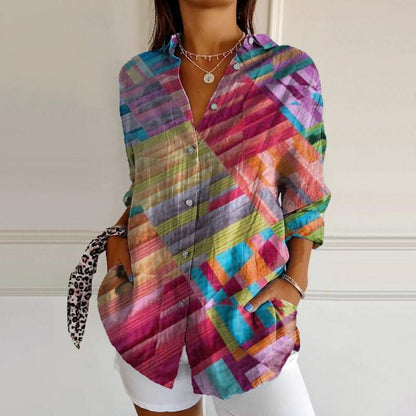 Shirley | Colourful Geometric Print Blusa