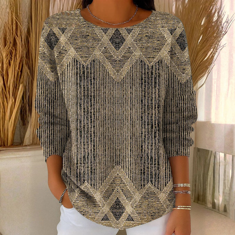 【Long Sleeve】Inspiración Vintage Striped T-Camisa