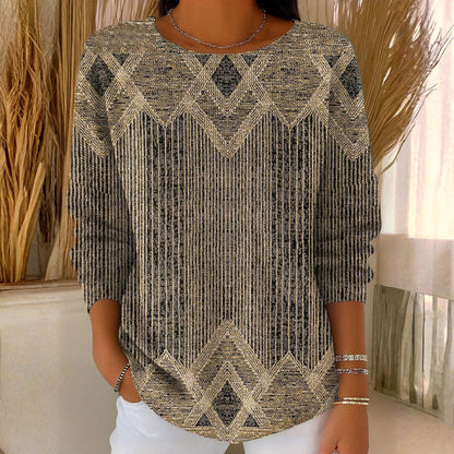 【Long Sleeve】Inspiración Vintage Striped T-Camisa