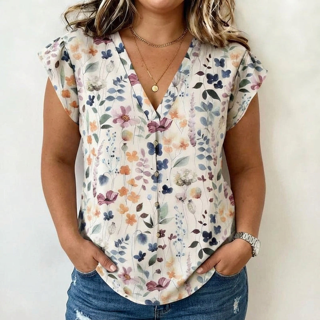 Evelyn | Inspiración Vintage Floral Print Blusa