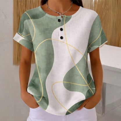 Lässige Blusa de Seda con Farbblock