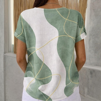 Lässige Blusa de Seda con Farbblock