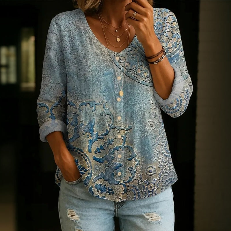 【Lange Ärmel】Lässige Inspiración Vintage-Blusa de Seda
