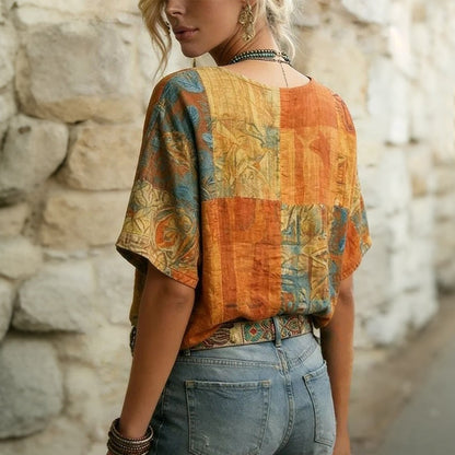 Inspiración Vintage-Blusa de Seda con Grabado Libélula Imperial