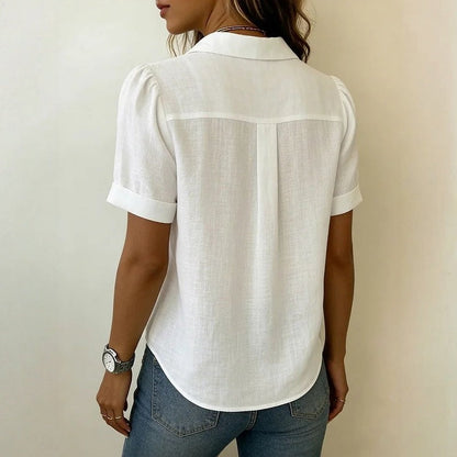 Lässige Einfarbige Blusa de Seda