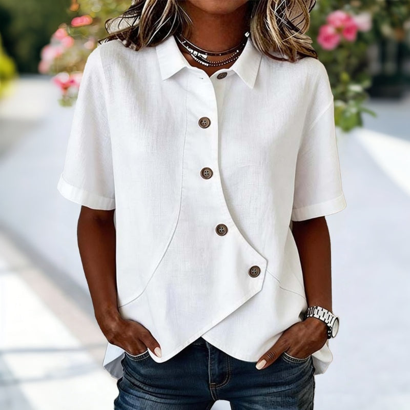 Lässige Einfarbige Blusa de Seda