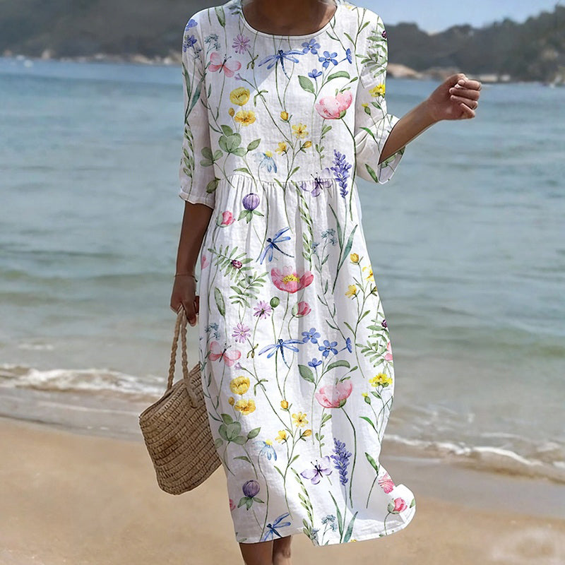 Casual Refinado Vestido Haute Couture con Motivo Botánico