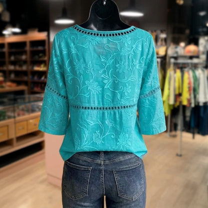 Inspiración Vintage-Blusa de Seda con Motivo Botánico