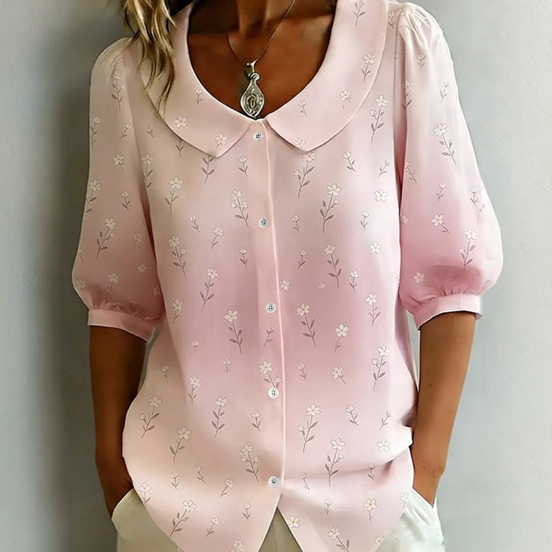 Inspiración Vintage-Blusa de Seda con Motivo Botánico