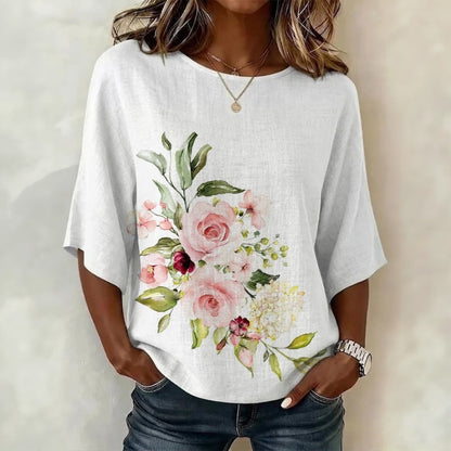 Inspiración Vintage-Blusa de Seda con Motivo Botánico