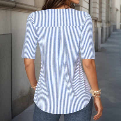 Lässige Gestreifte Blusa de Seda