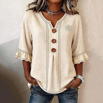 Inspiración Vintage-Blusa de Seda con Motivo Botánico