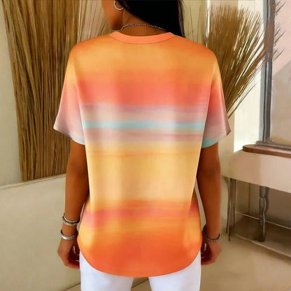 Casual Refinado Camiseta Premium Cotton con Efecto Degradado Líquido