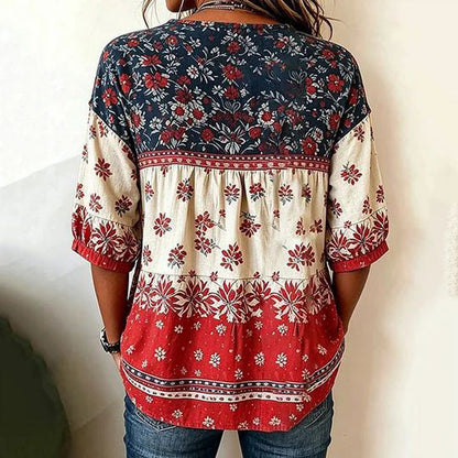 Inspiración Vintage-Blusa de Seda con Motivo Botánico