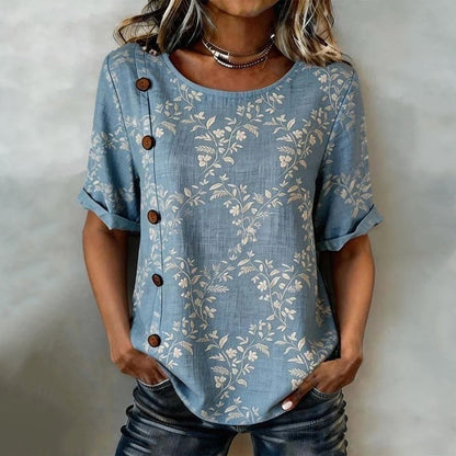 Inspiración Vintage-Blusa de Seda con Blattmuster