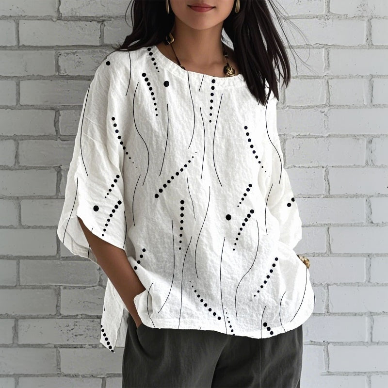 Inspiración Vintage Casual Refinado Blusa de Seda