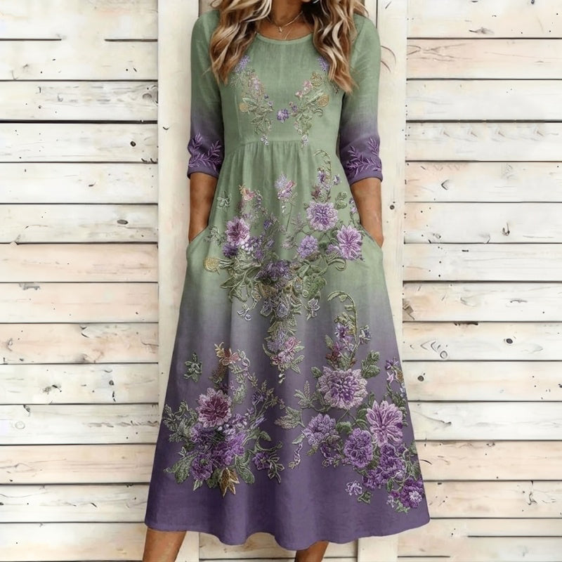 Inspiración Vintage-Vestido Haute Couture con Blumendruck