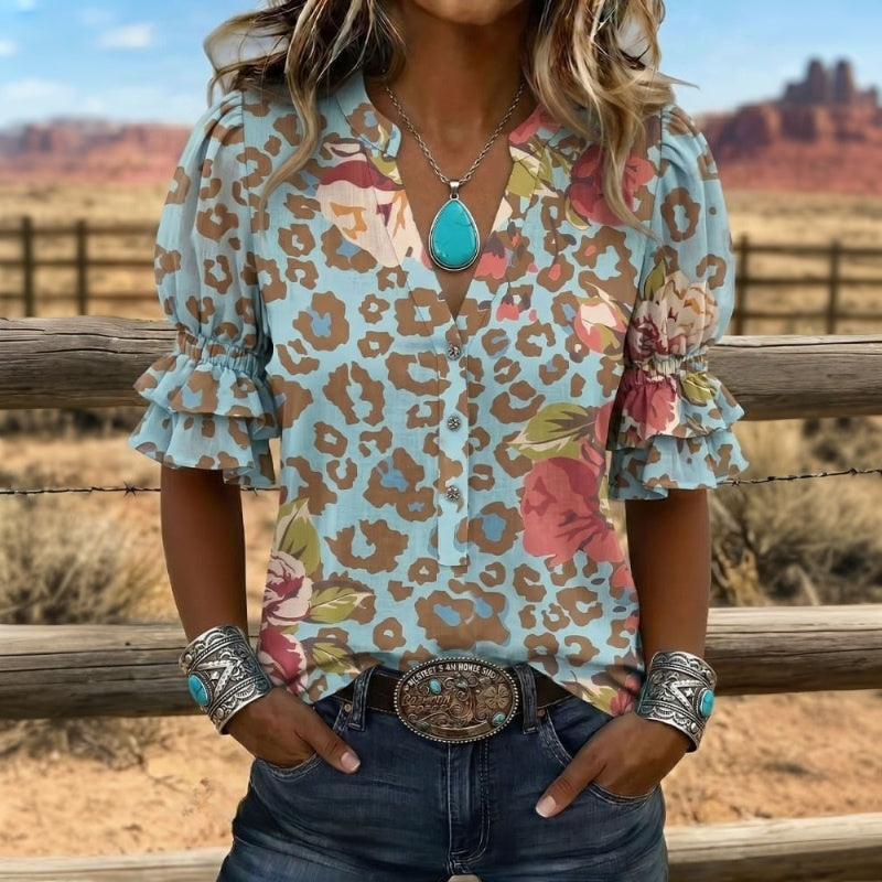 Inspiración Vintage-Blusa de Seda con Motivo Botánico