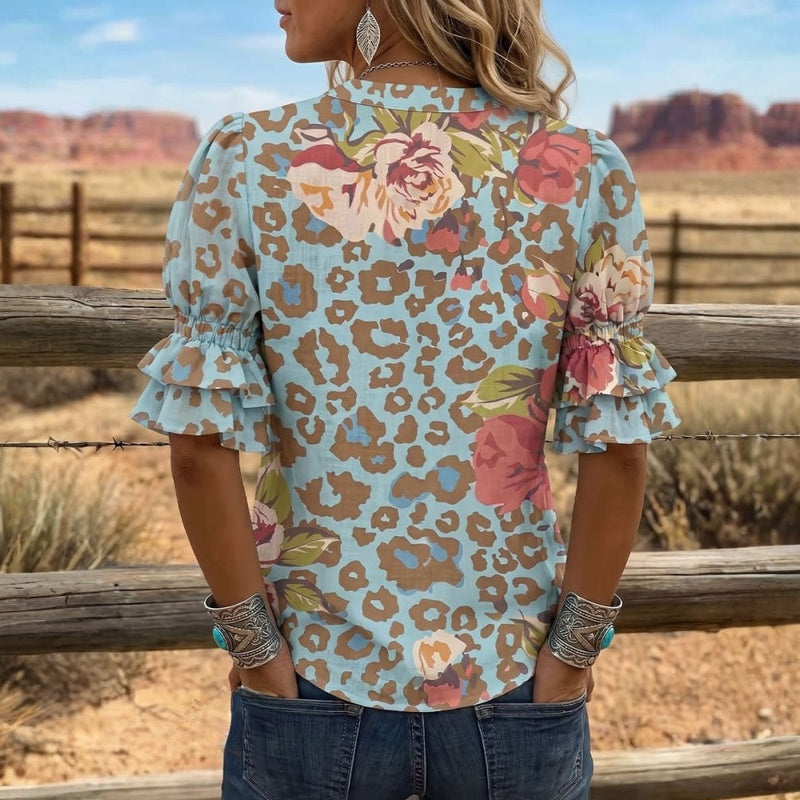 Inspiración Vintage-Blusa de Seda con Motivo Botánico