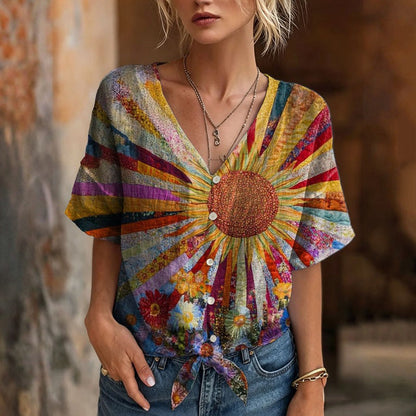 Inspiración Vintage-Blusa de Seda con Motivo Botánico