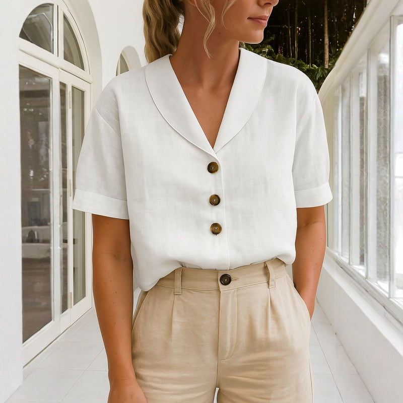 Lässige Einfarbige Blusa de Seda