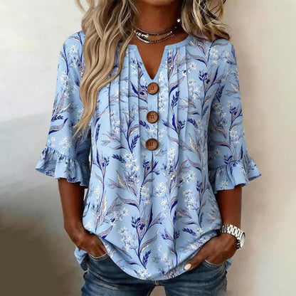 Inspiración Vintage-Blusa de Seda con Motivo Botánico