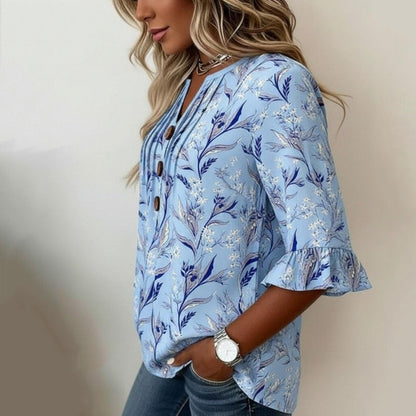 Inspiración Vintage-Blusa de Seda con Motivo Botánico