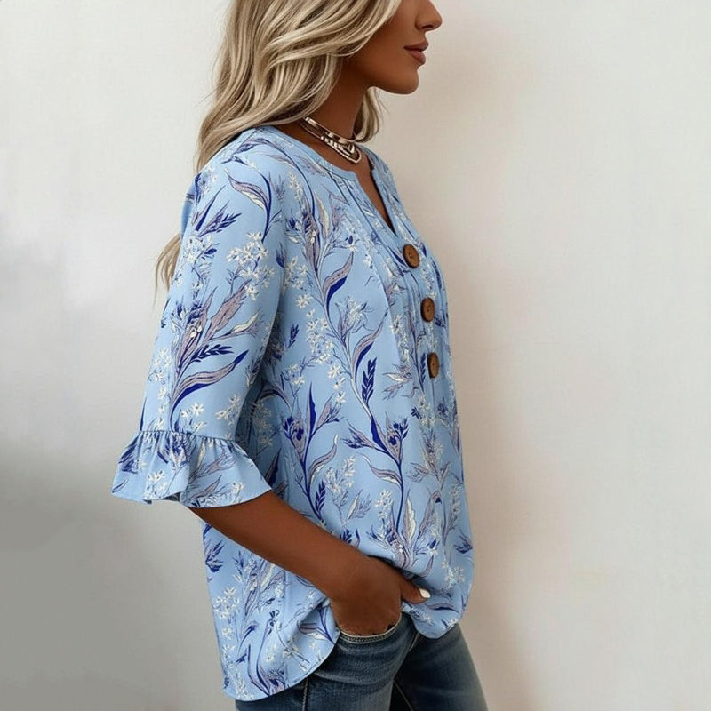 Inspiración Vintage-Blusa de Seda con Motivo Botánico