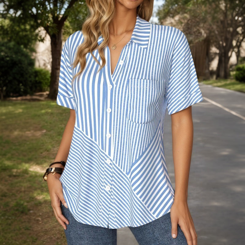 Lässige Gestreifte Blusa de Seda