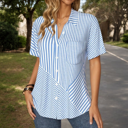 Lässige Gestreifte Blusa de Seda