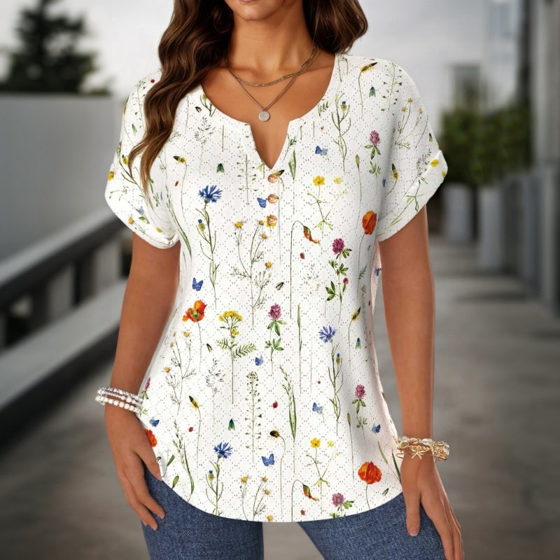 Inspiración Vintage-Blusa de Seda con Motivo Botánico
