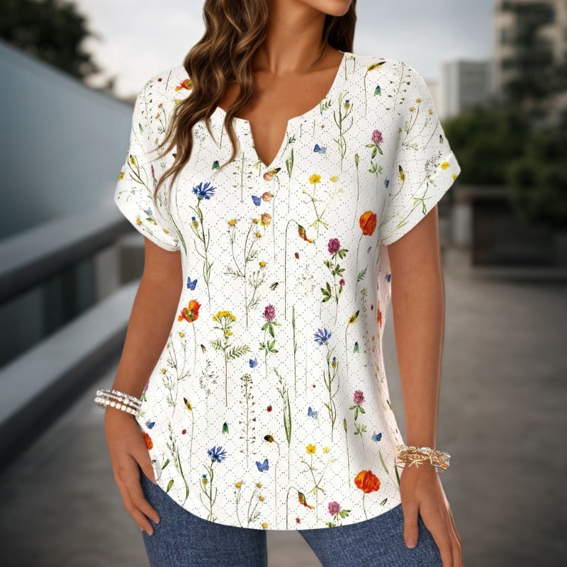 Inspiración Vintage-Blusa de Seda con Motivo Botánico