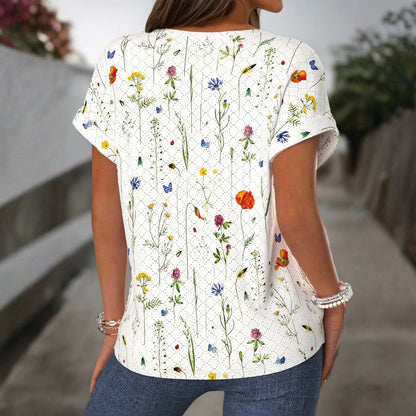Inspiración Vintage-Blusa de Seda con Motivo Botánico