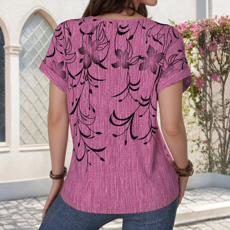 Inspiración Vintage-Blusa de Seda con Blattmuster