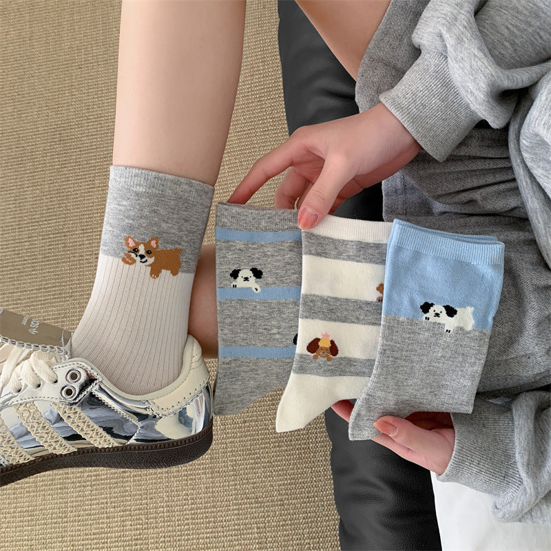 Lässige Calcetines de Hilo con Welpenmotiv