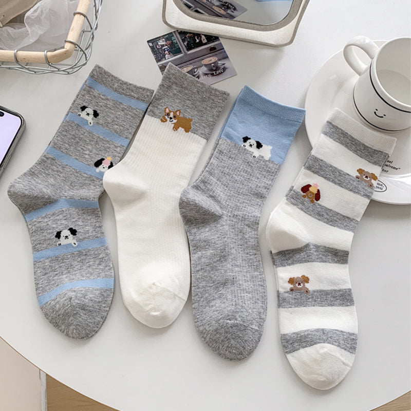 Lässige Calcetines de Hilo con Welpenmotiv