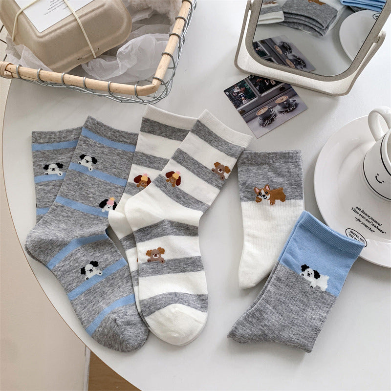 Lässige Calcetines de Hilo con Welpenmotiv