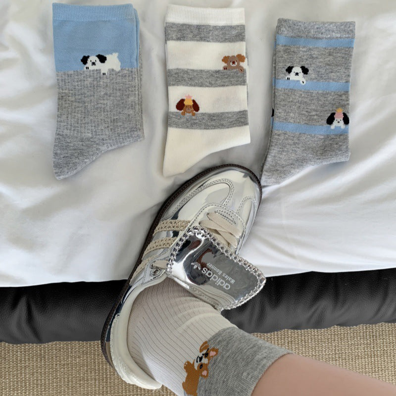 Lässige Calcetines de Hilo con Welpenmotiv