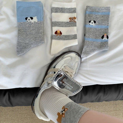 Lässige Calcetines de Hilo con Welpenmotiv