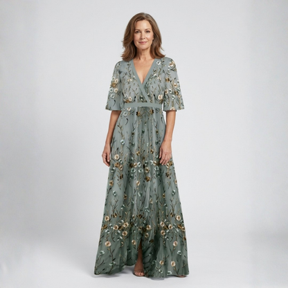 Melodi – Long Floral Vestido con V-neck