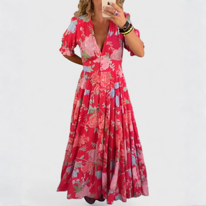 Miriam – Floral Vestido con V-Neck