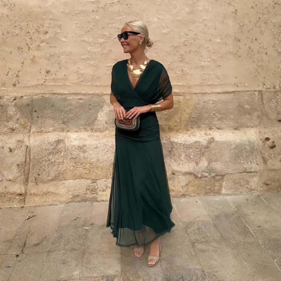 Luisa | Elegant Long Party Vestido con V-Neck