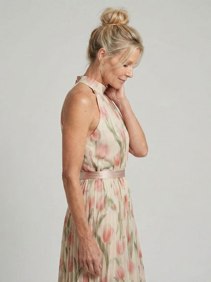 Aurelle | Halter Neck Floral Vestido Midi