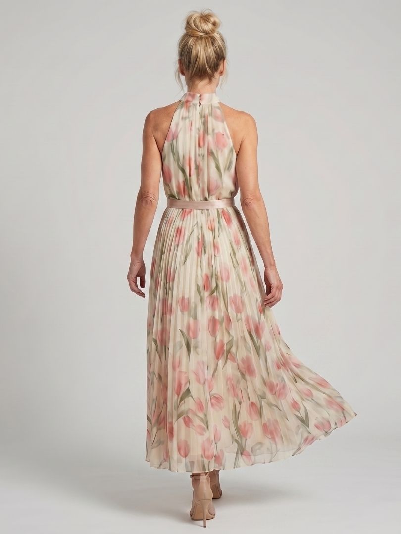Aurelle | Halter Neck Floral Vestido Midi