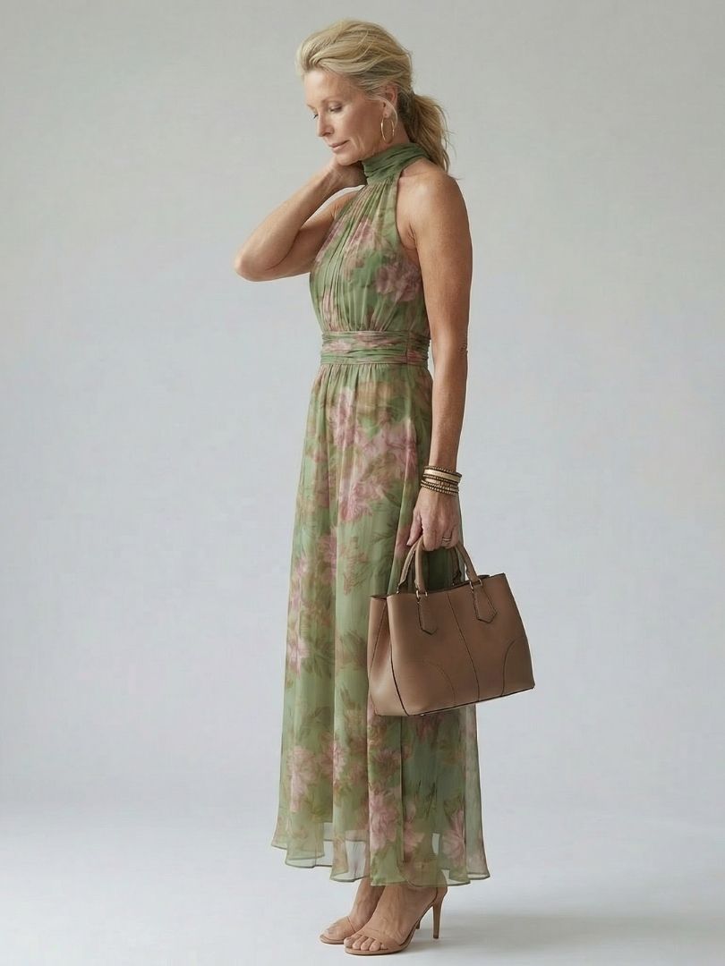 Mirelle | Gathered Halter Vestido Midi