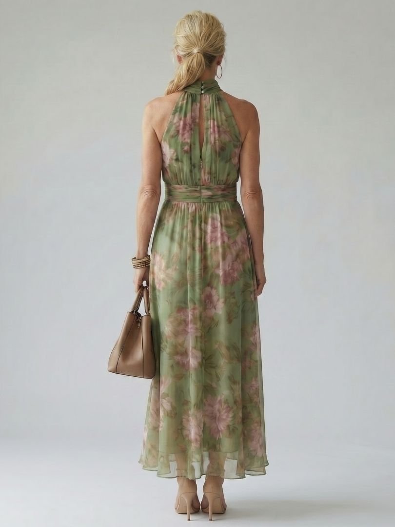 Mirelle | Gathered Halter Vestido Midi