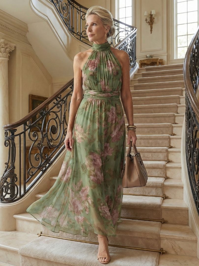 Mirelle | Gathered Halter Vestido Midi