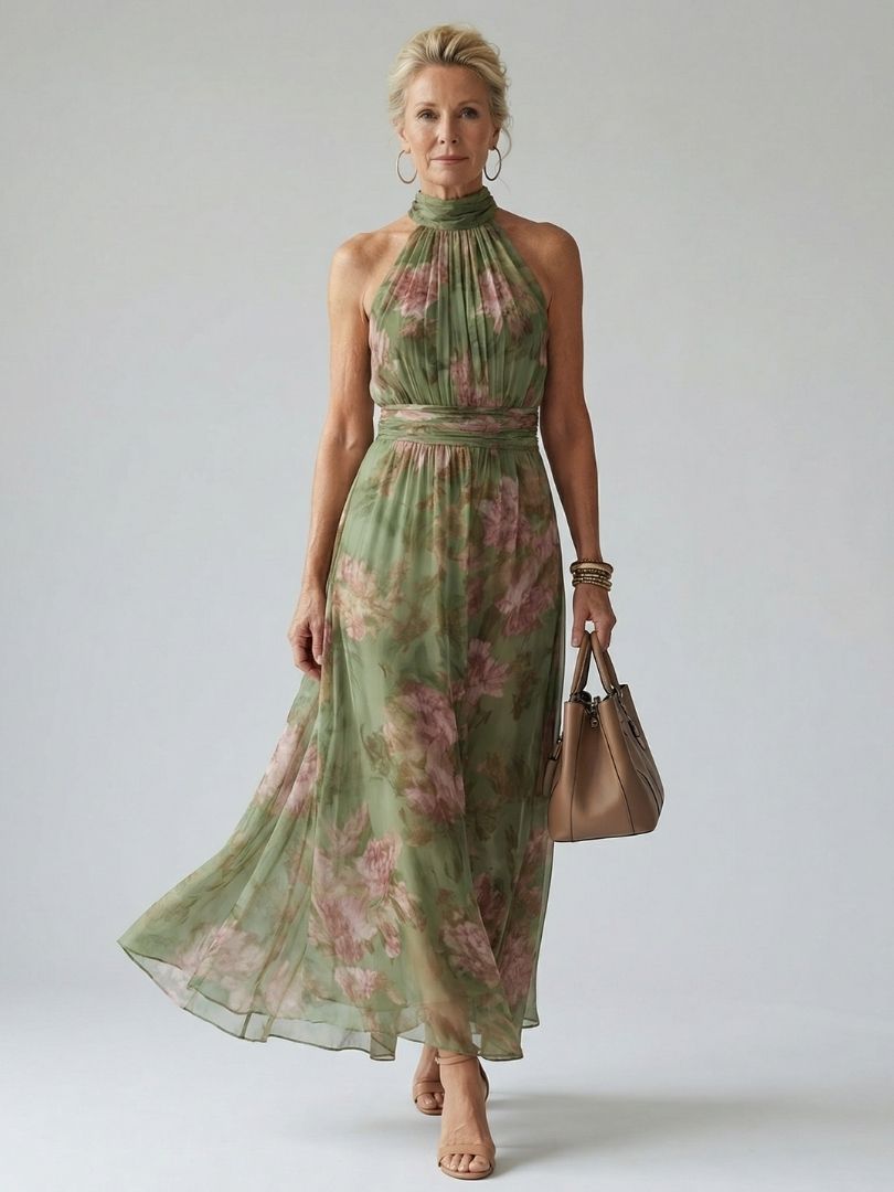 Mirelle | Gathered Halter Vestido Midi
