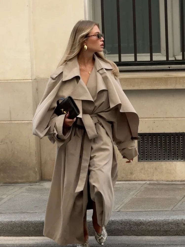 Women’s Lace-Up Long Trench Coat