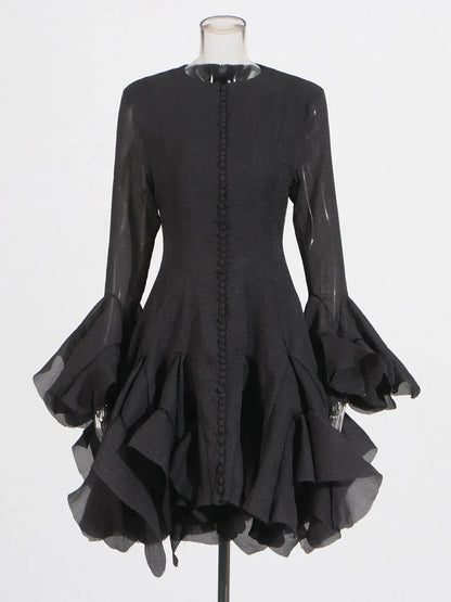 Women’s High Waist Ruffle Dress